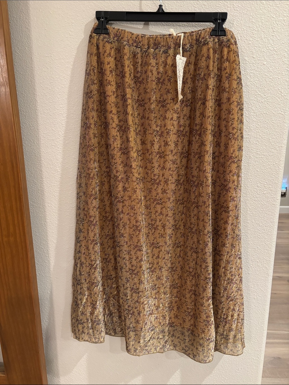 Mystree Yellow Floral Pleated Maxi Skirt